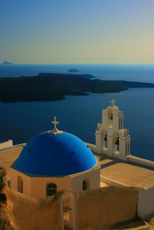 Santorini blue domes