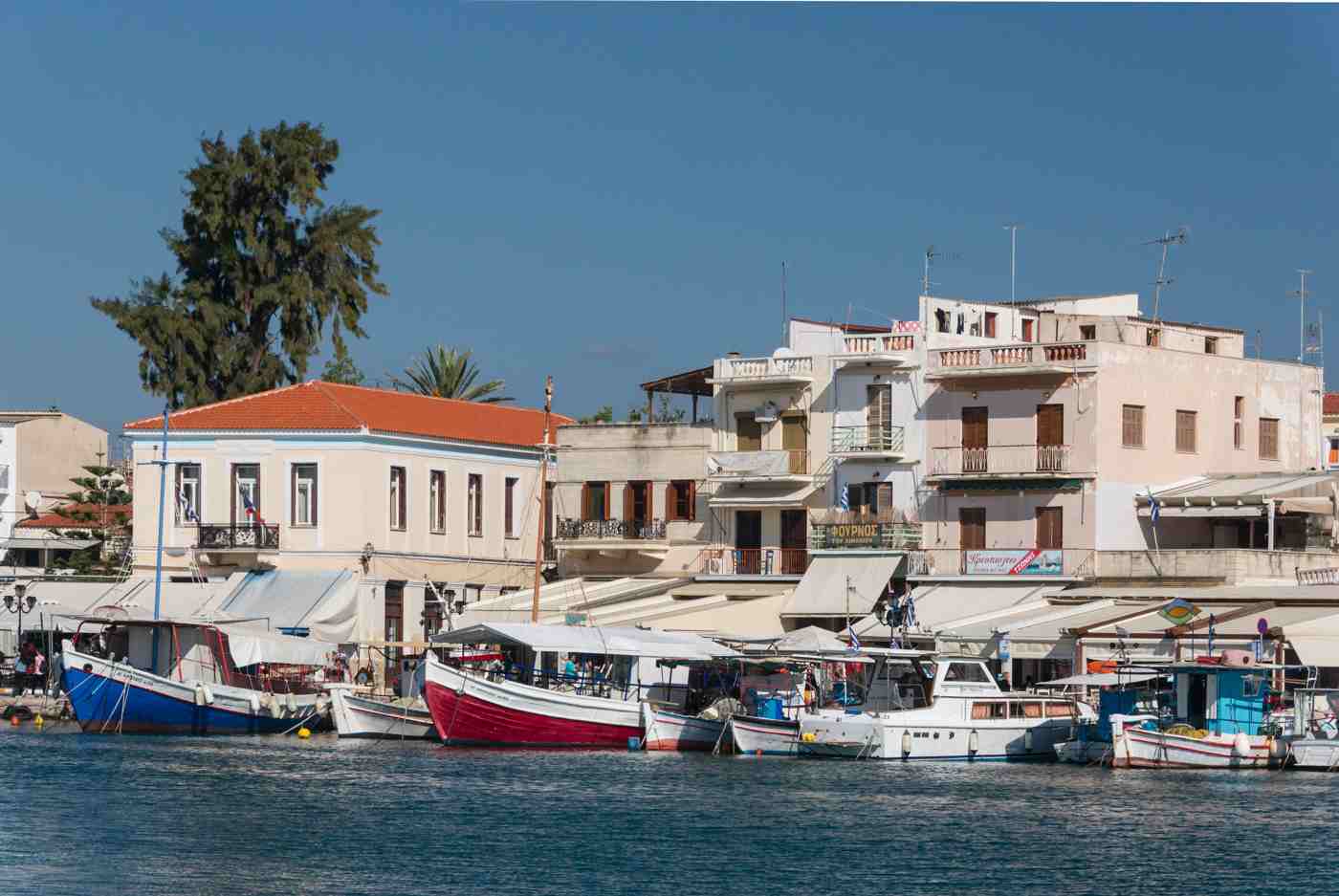 The harbourfront of Aegina Town, where the Fistiki Fest is held each September