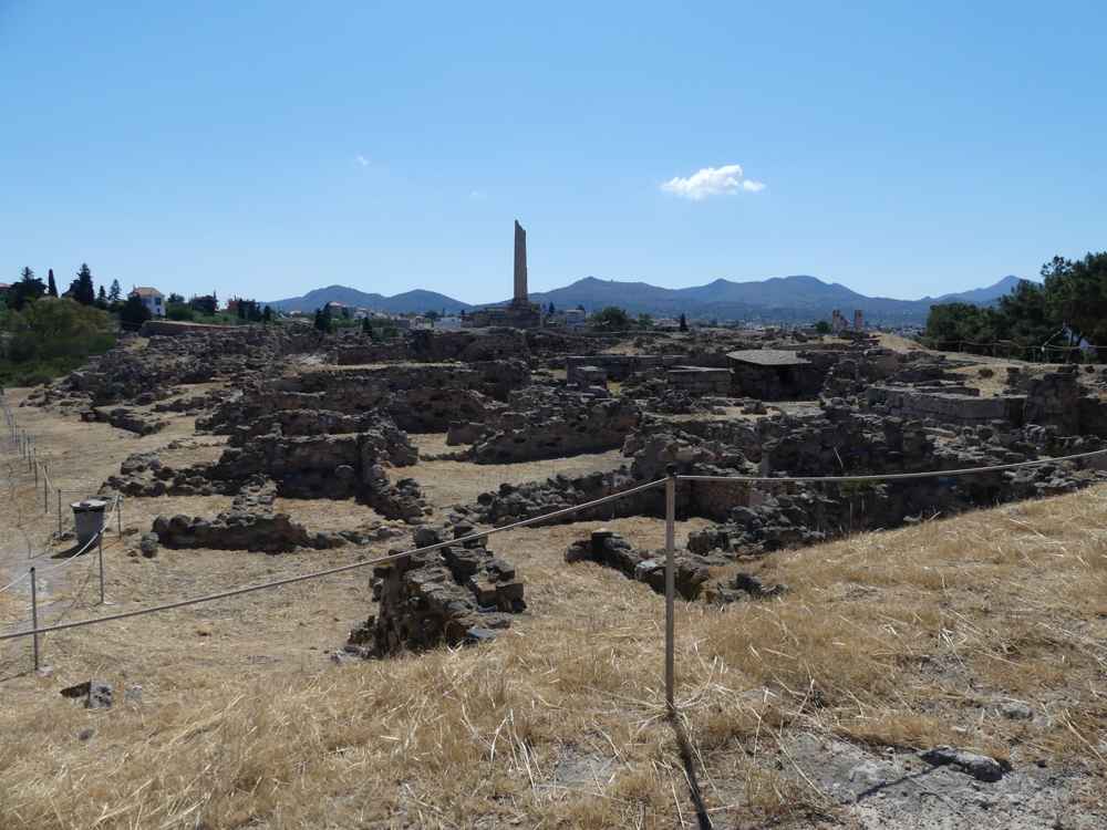 Aegina history: the lone ancient column of the Temple of Apollo at the Kolona site above the harbour