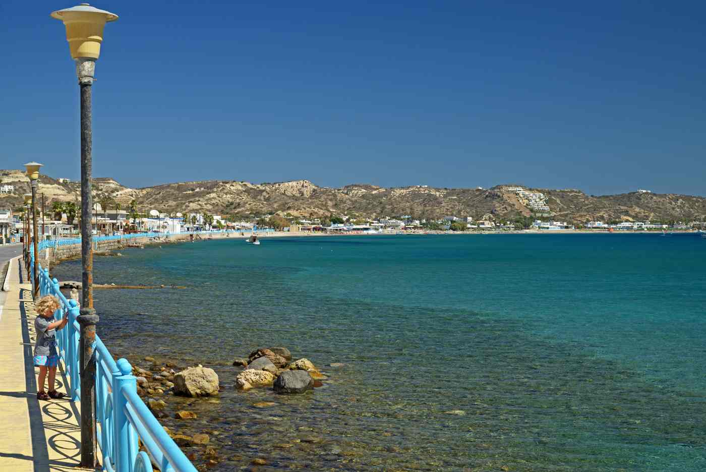 View of Kefalos beach from Kamari. Kos, Greece