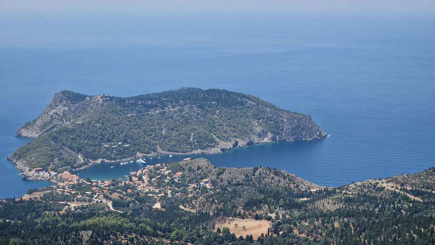 Assos village on the isthmus, Kefalonia, Greece