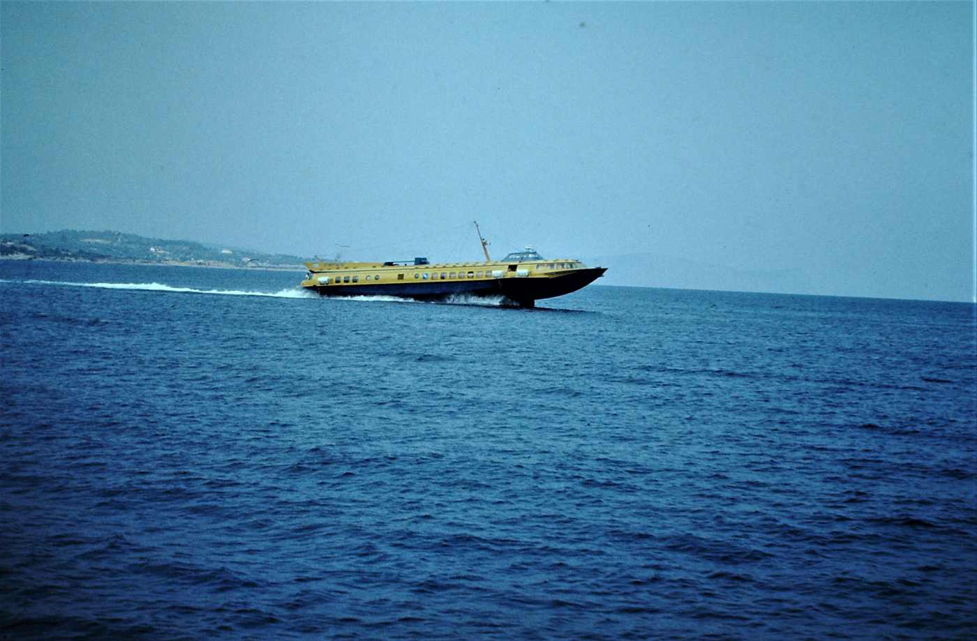 A Flying Dolphin hydrofoil, one of the fast boats on the Athens to Hydra ferry route