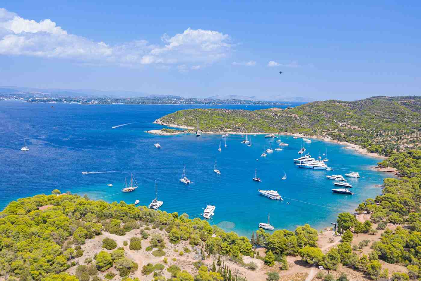 Spetses, Greece — Aerial view of the northern end of Spetses island, Greece (4
