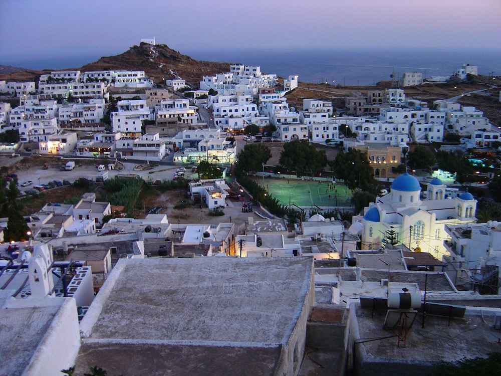 The town of Chora on Ios at dusk, lovely in the quieter shoulder months