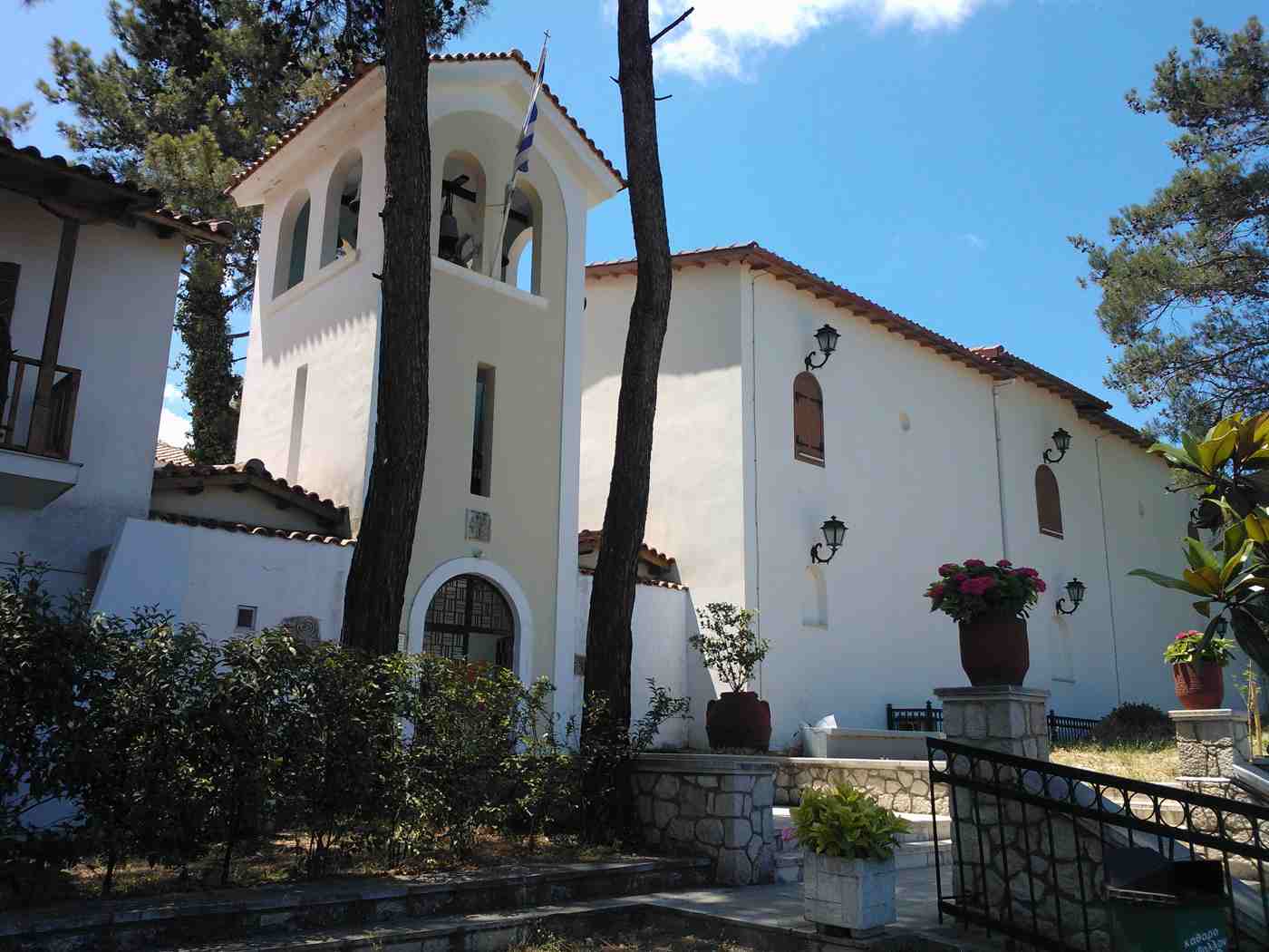 Faneromeni Monastery church and bell tower above Lefkada Town