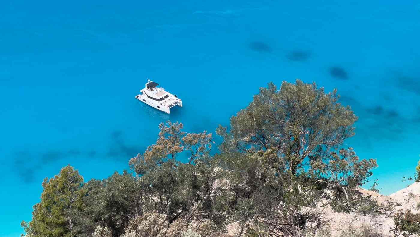 The brilliant turquoise water of the Lefkada west coast near Gialos beach