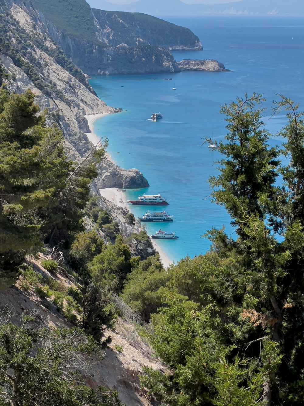 The dramatic white-pebble west coast of Lefkada near Gialos beach