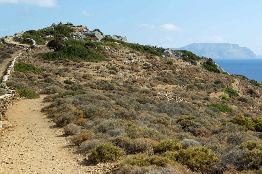 The windswept hilltop of Plakotos in the north of Ios, site of the reputed tomb of Homer