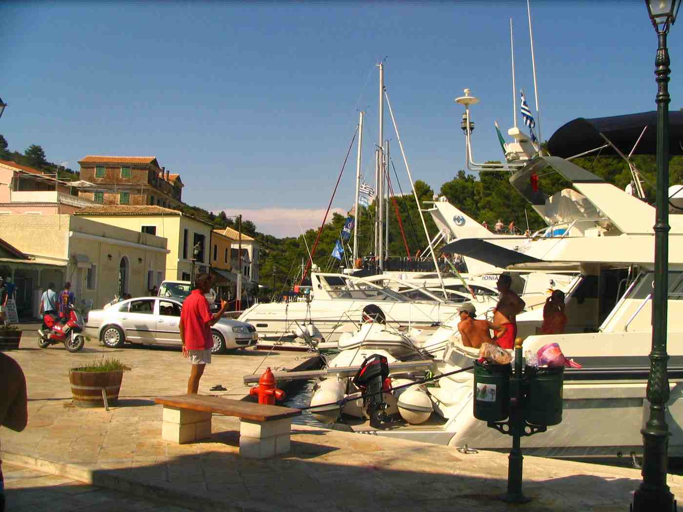 Boats and the waterfront at the port of Gaios on Paxos