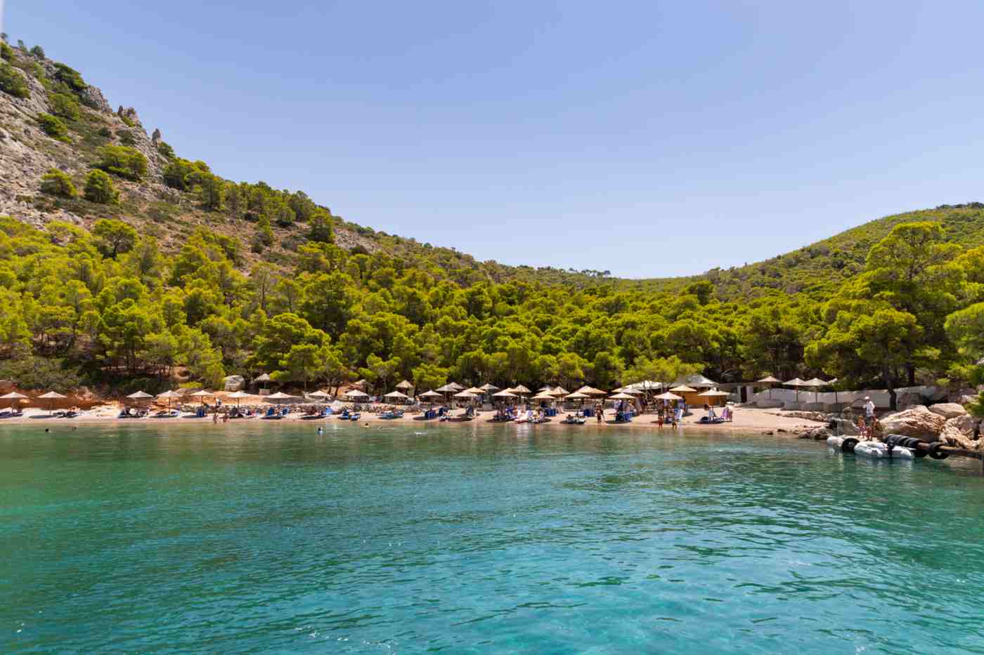 Bisti, a pine-fringed turquoise cove, one of the finest Hydra beaches