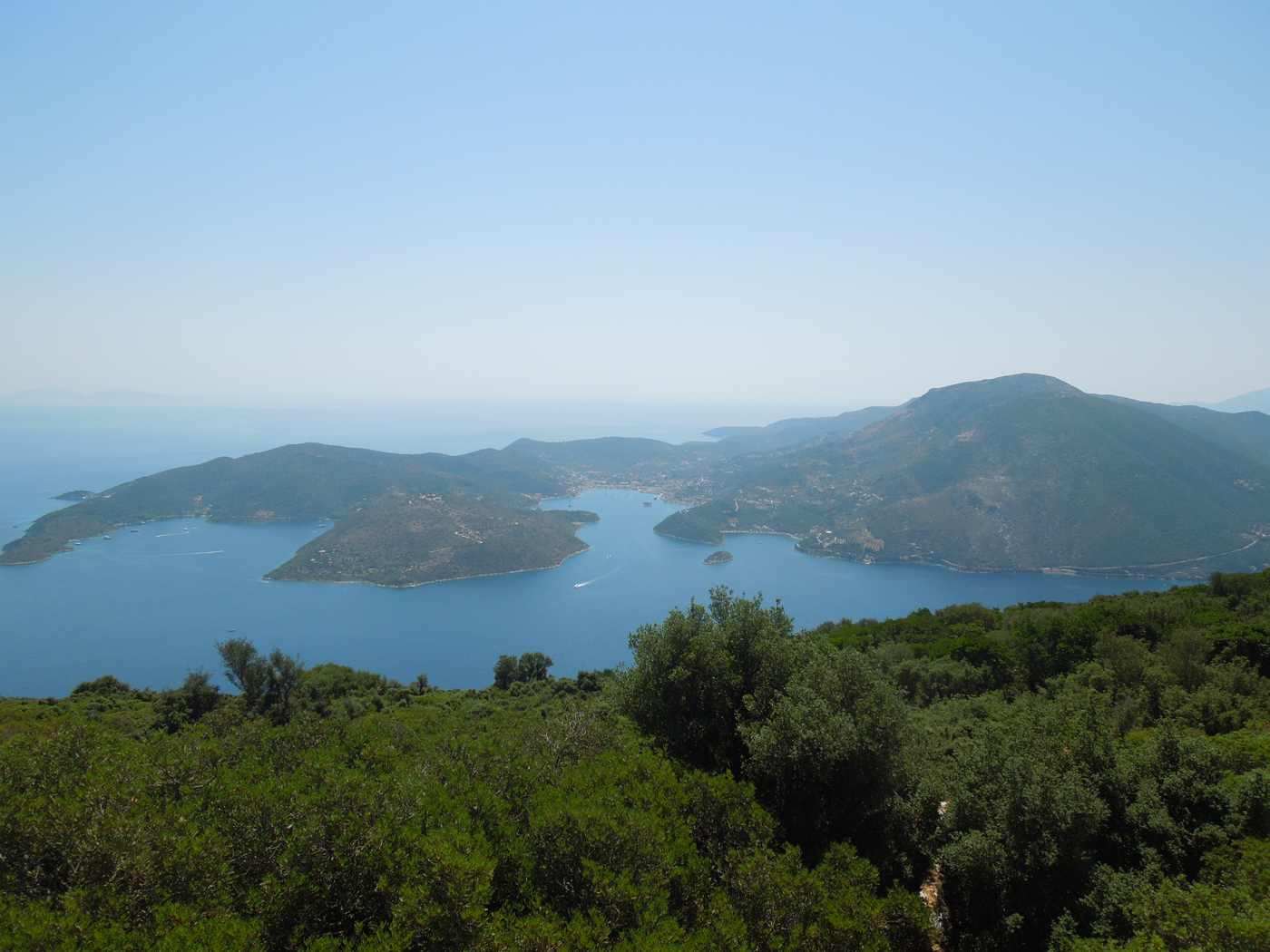 Vathy bay and Molos Gulf seen from above, Ithaca