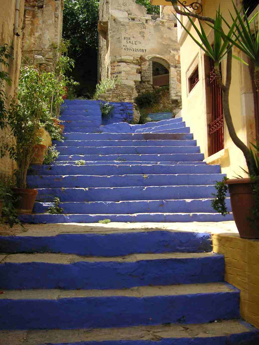 Painted stone steps in Chorio, Symi