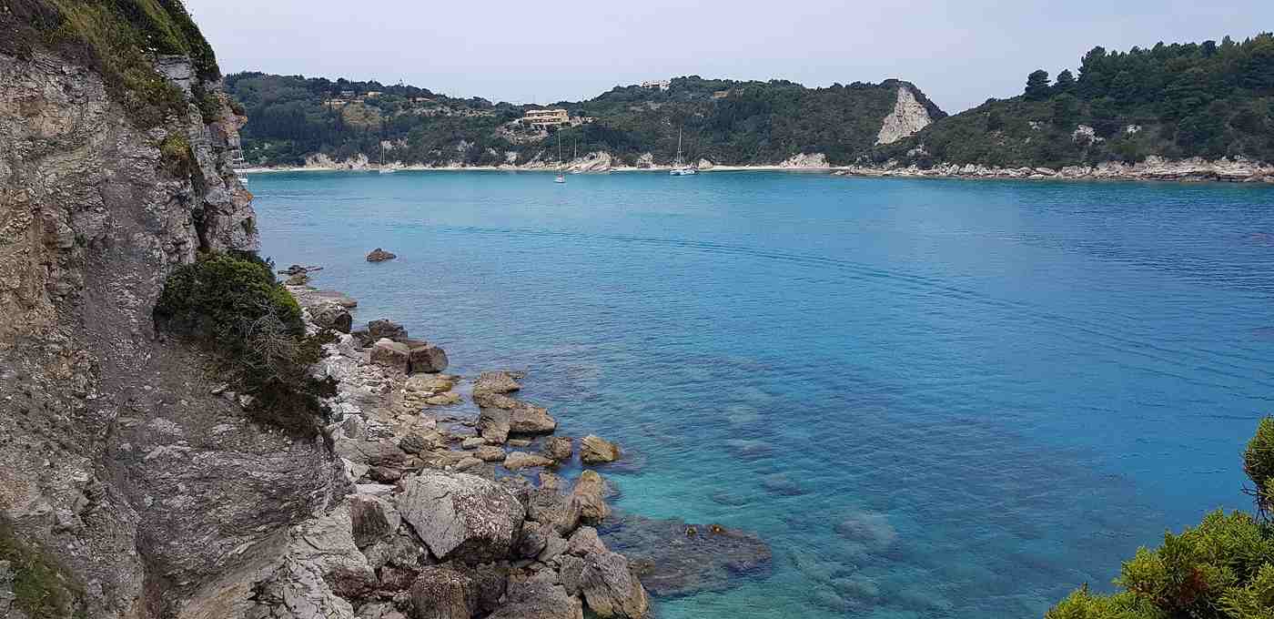 The sheltered turquoise bay of Lakka at the northern tip of Paxos