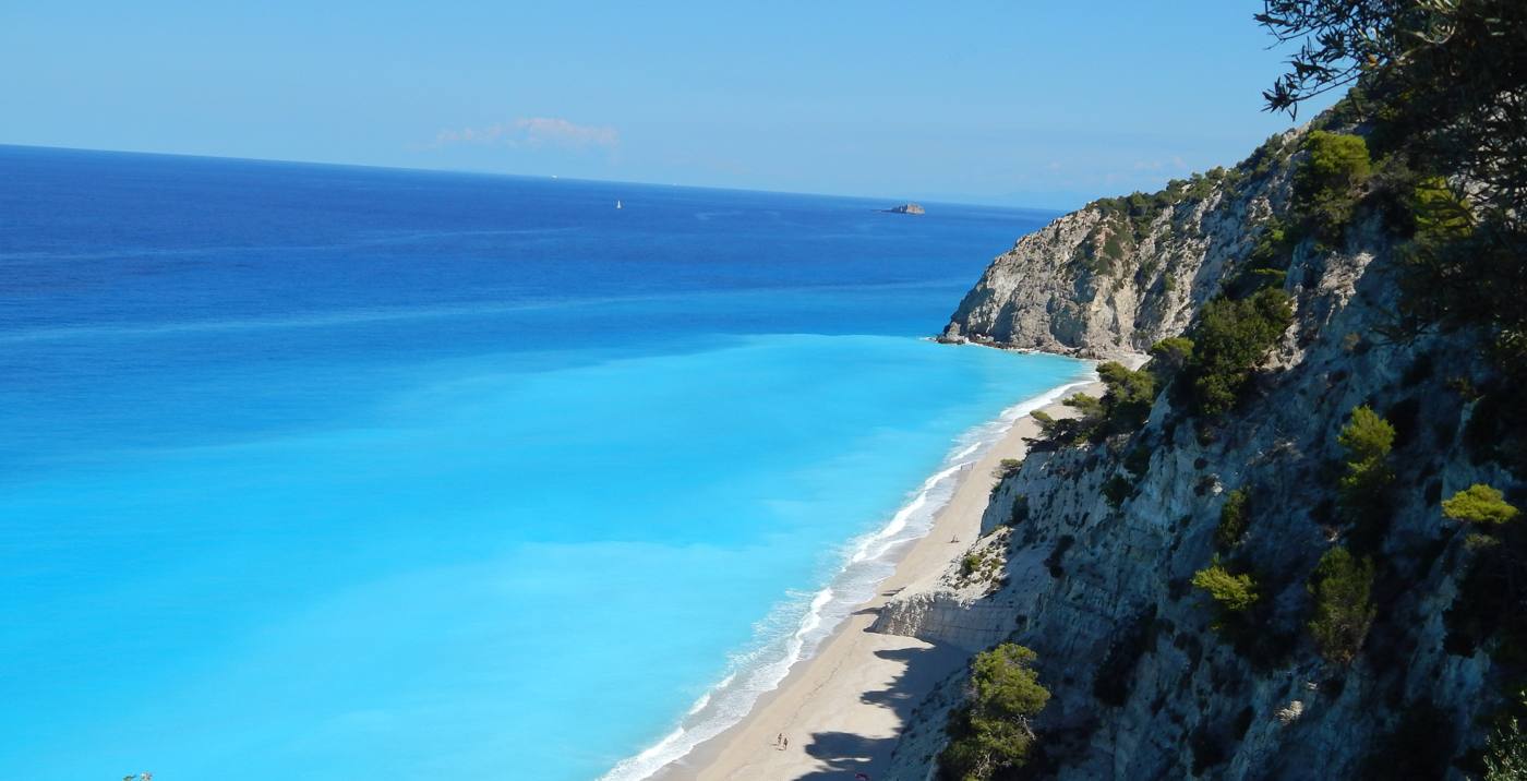 Egremni beach and its white cliffs on the west coast of Lefkada