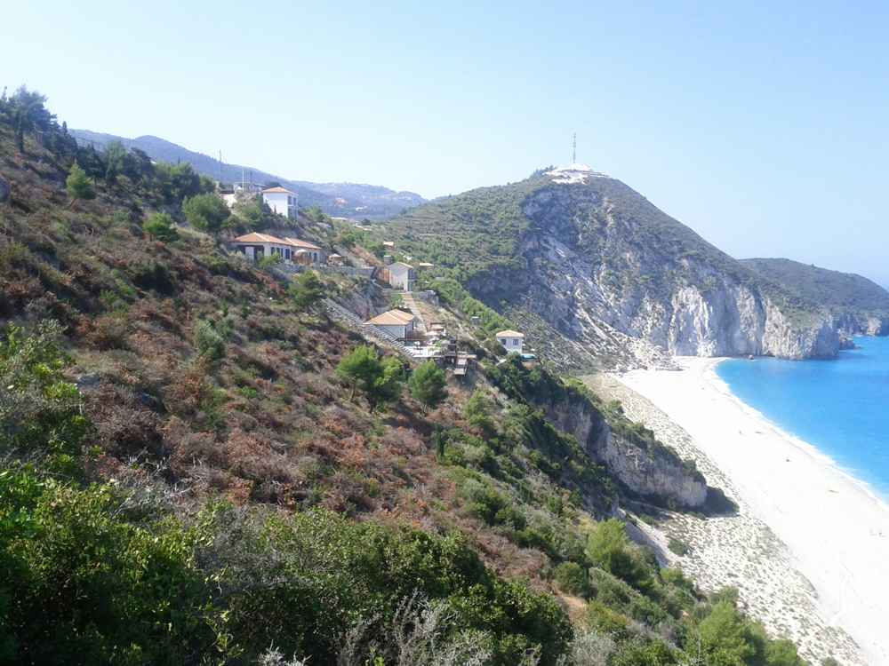 Mylos beach below the village of Agios Nikitas on the northwest coast of Lefkada