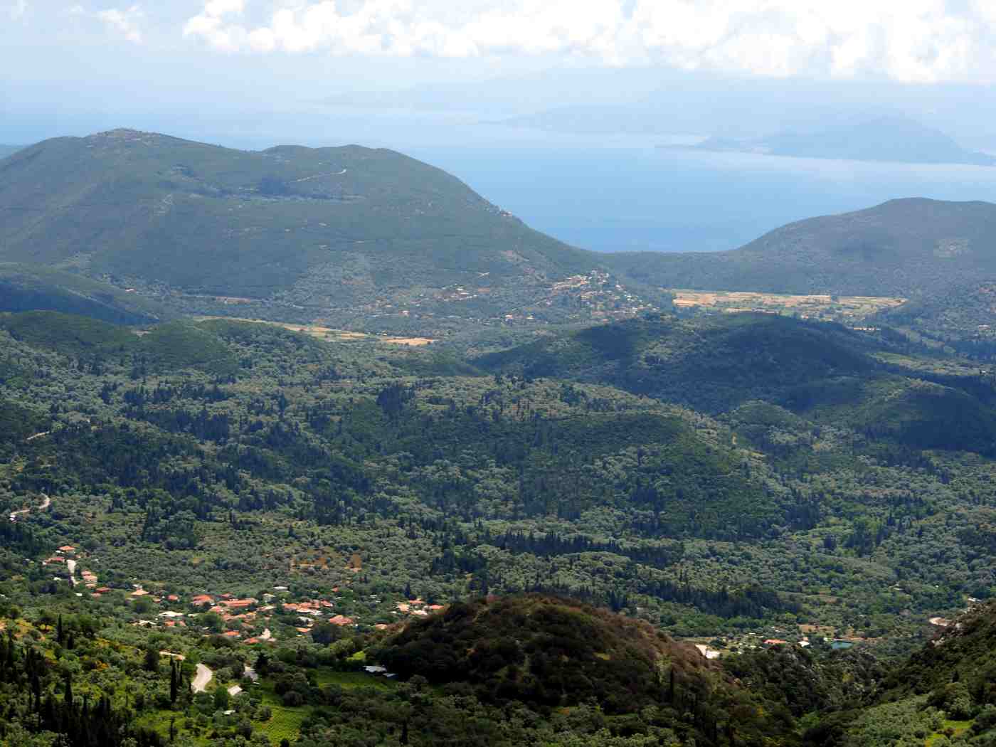 The wooded interior and hillside villages of Lefkada reached by car