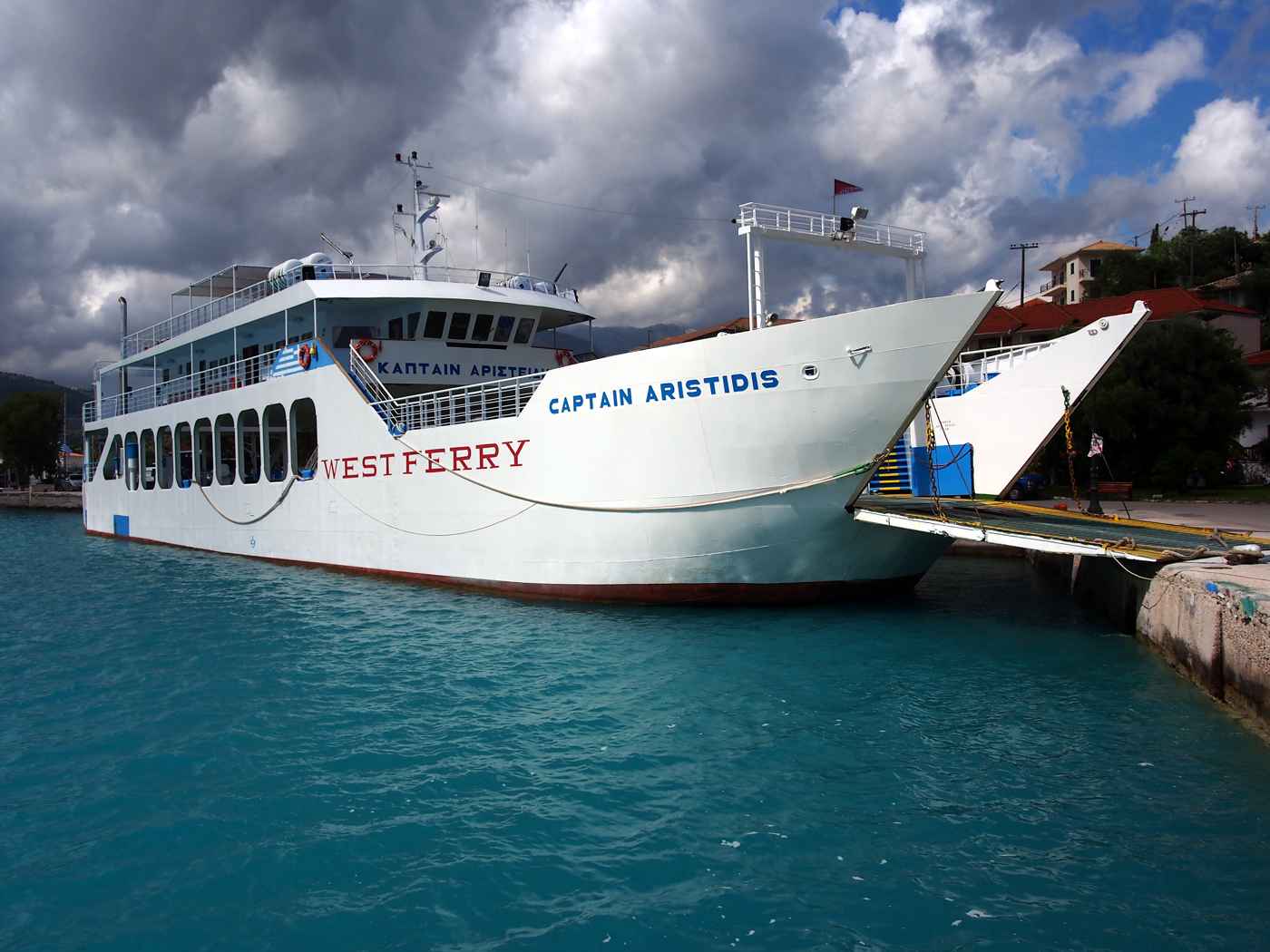 The West Ferry Captain Aristidis at Vasiliki port on the Kefalonia route, Lefkada