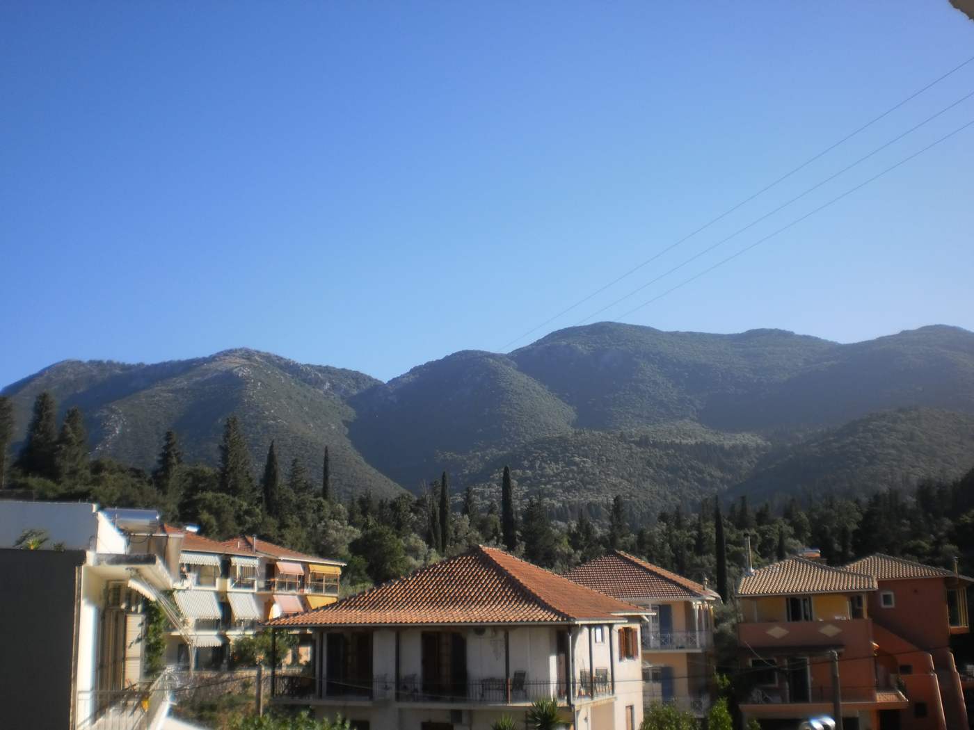 The quiet family village of Nikiana on the sheltered east coast of Lefkada