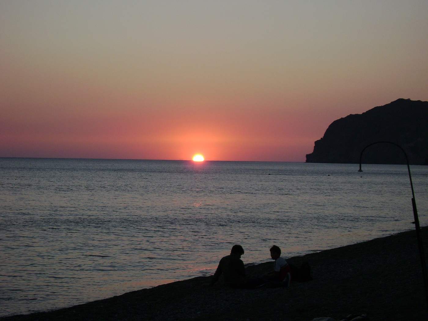 Sunset over the beach at Skala Eressou on Lesbos