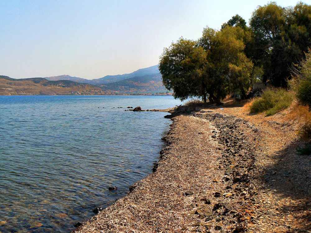 The quiet coast near Anaxos on Lesbos, one of the island’s many shores to explore