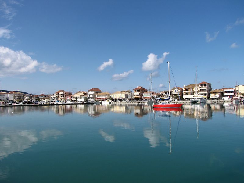 A calm fishing harbour on the sheltered east coast of Lefkada near Lygia