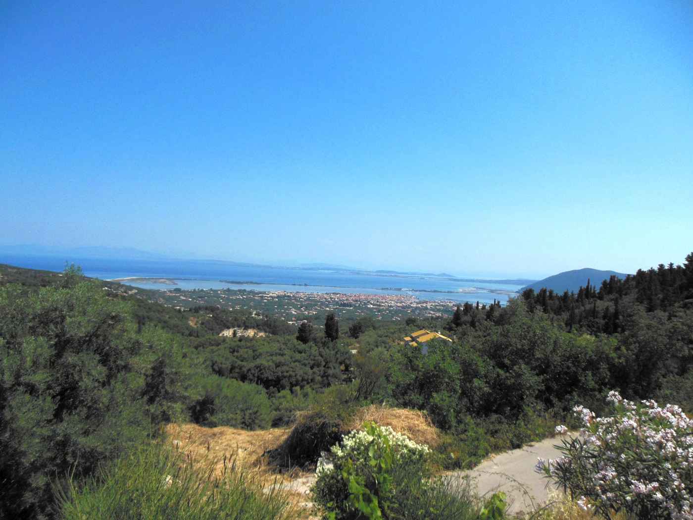 The sheltered east coast and strait of Lefkada near Lygia