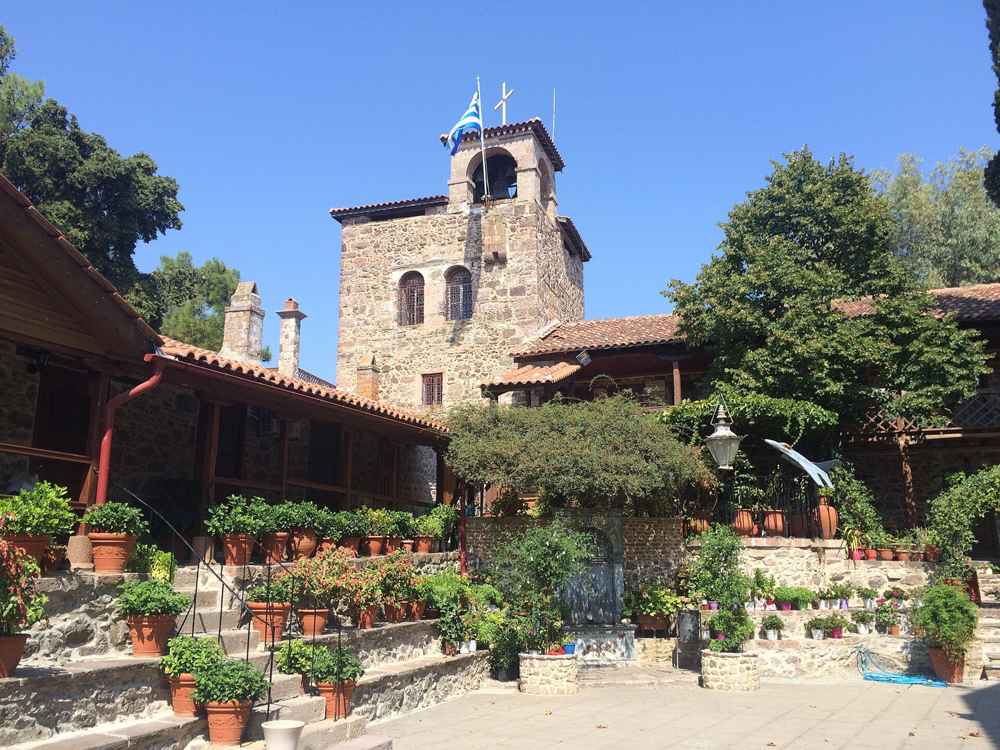 The Monastery of Taxiarchis at Mantamados, one of the most revered pilgrimage sites on Lesbos