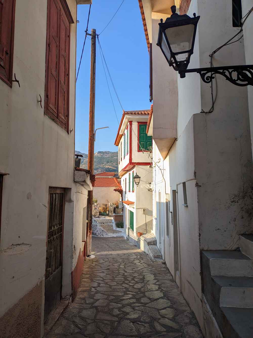 A traditional lane in the old town of Vathy on Meganisi, off Lefkada