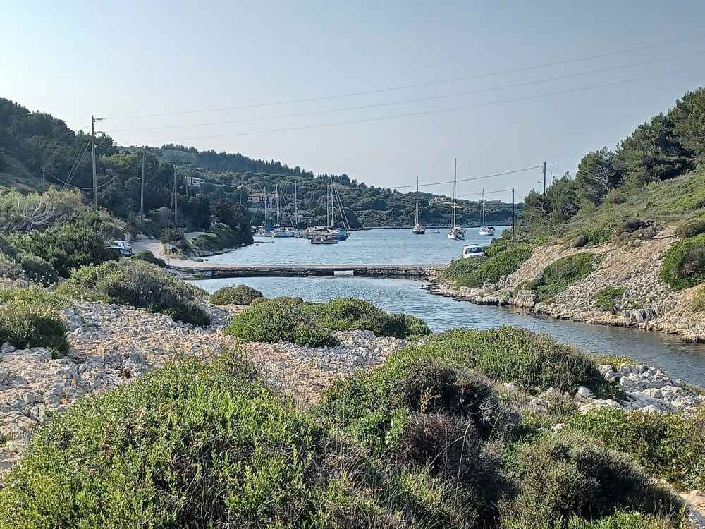 The short causeway linking Mongonisi islet to Paxos