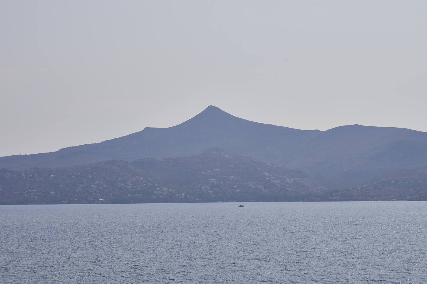 The pyramidal peak of Mount Oros, the highest point of Aegina
