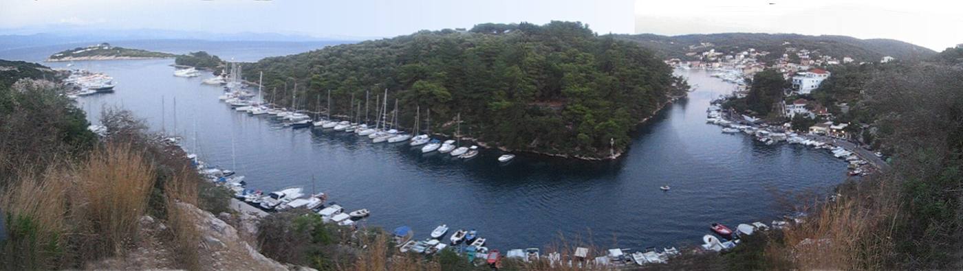 The harbour of Gaios and its wooded islets on Paxos