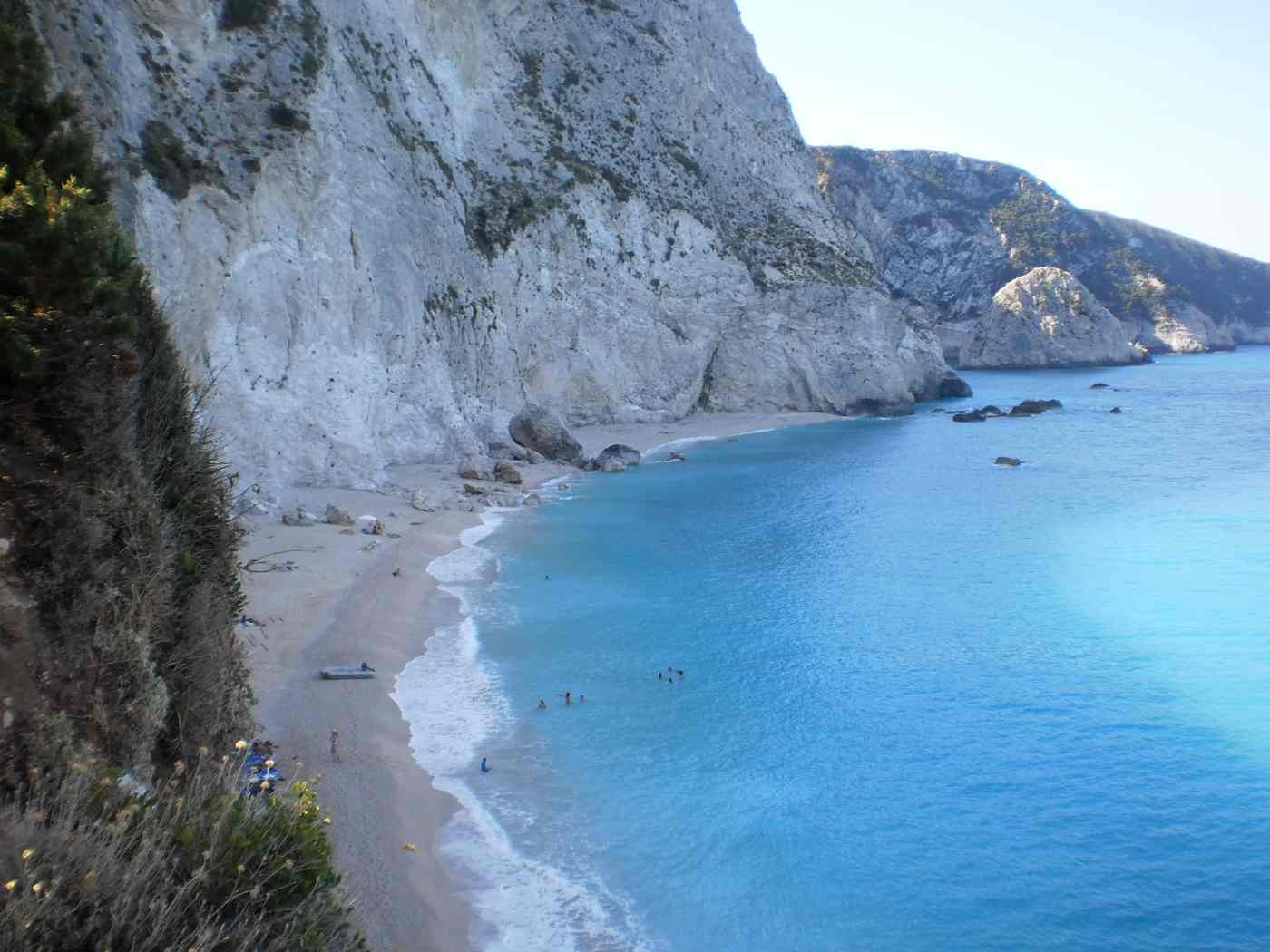 The white cliffs and pale pebble shore of Porto Katsiki beach, Lefkada