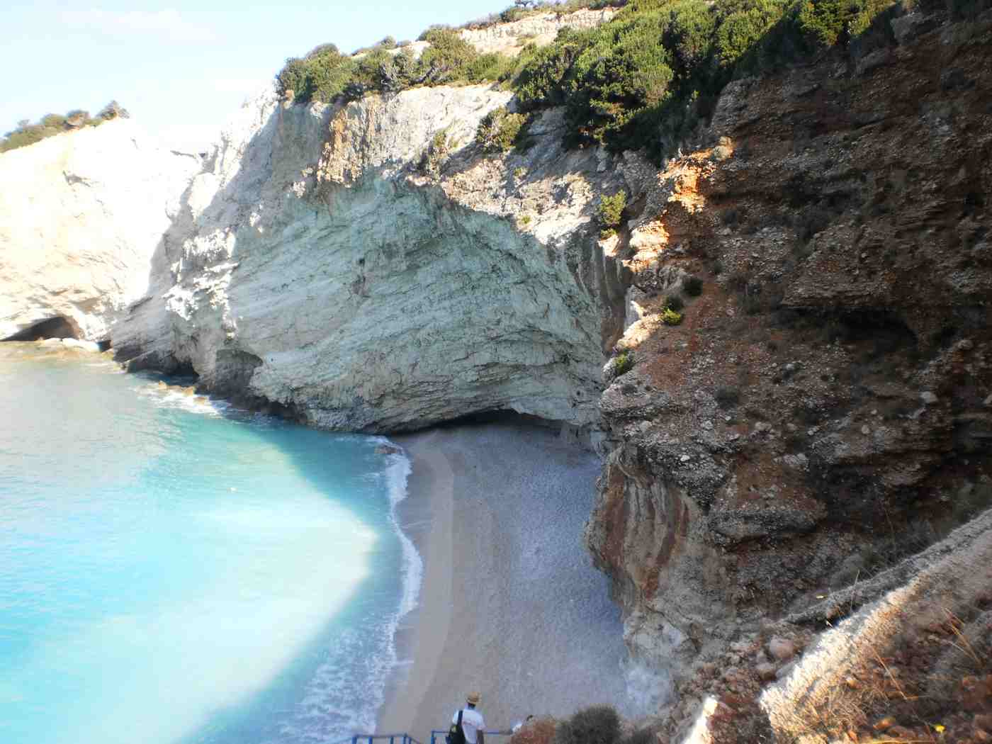 The turquoise cove beneath the cliffs at Porto Katsiki, Lefkada