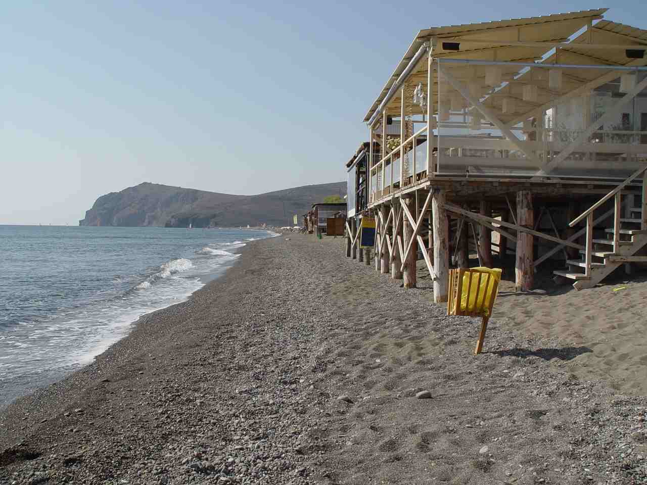 The beach and seafront of Skala Eressou on Lesbos