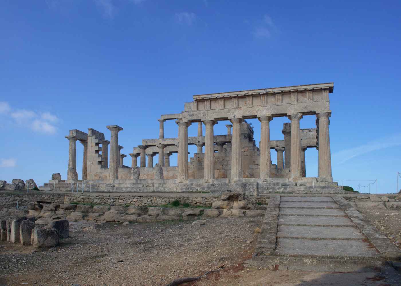 The Temple of Aphaia on Aegina, its ancient Doric columns standing on the pine-clad hill