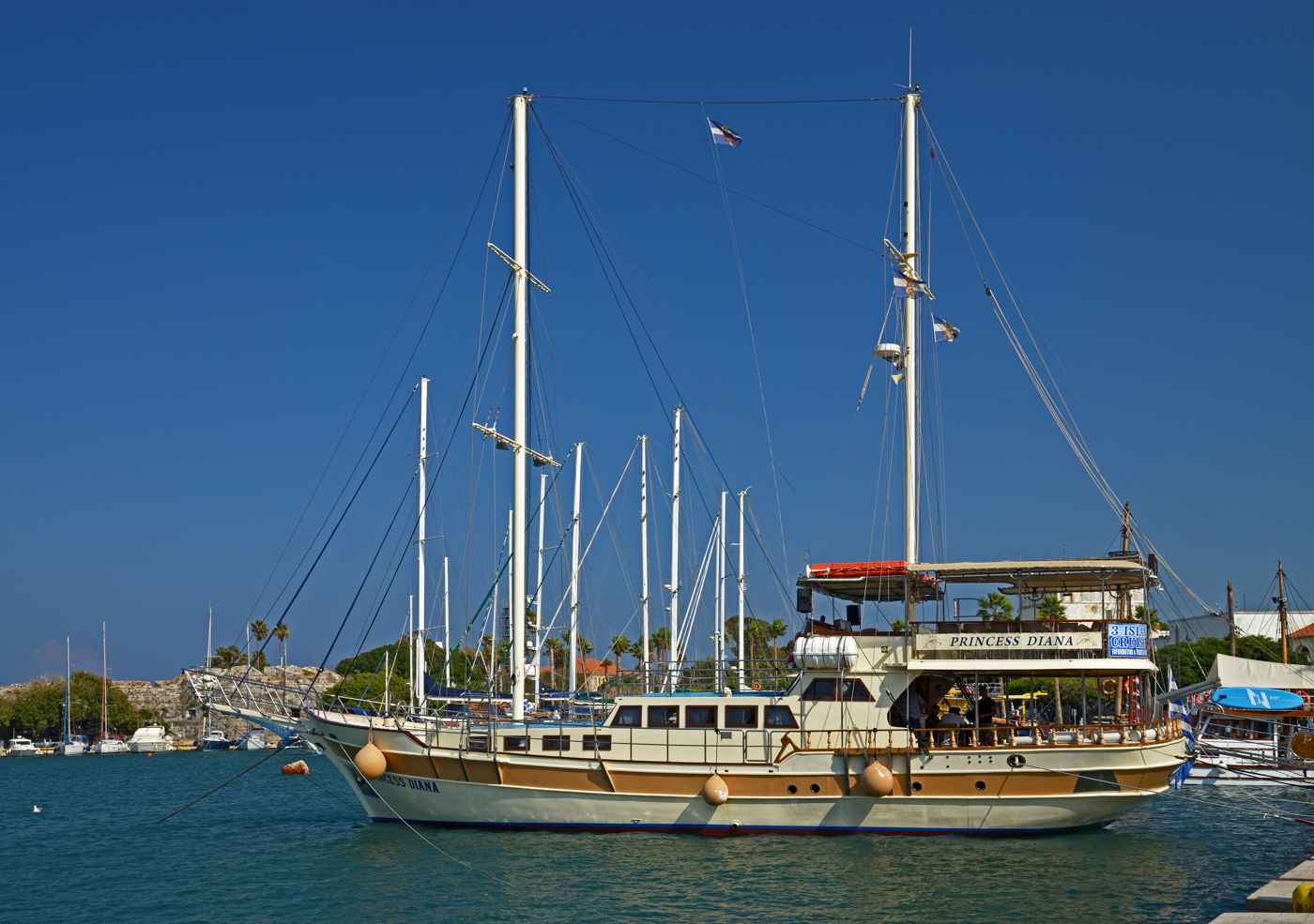 Princess Diana in the port of Kos island. Greece