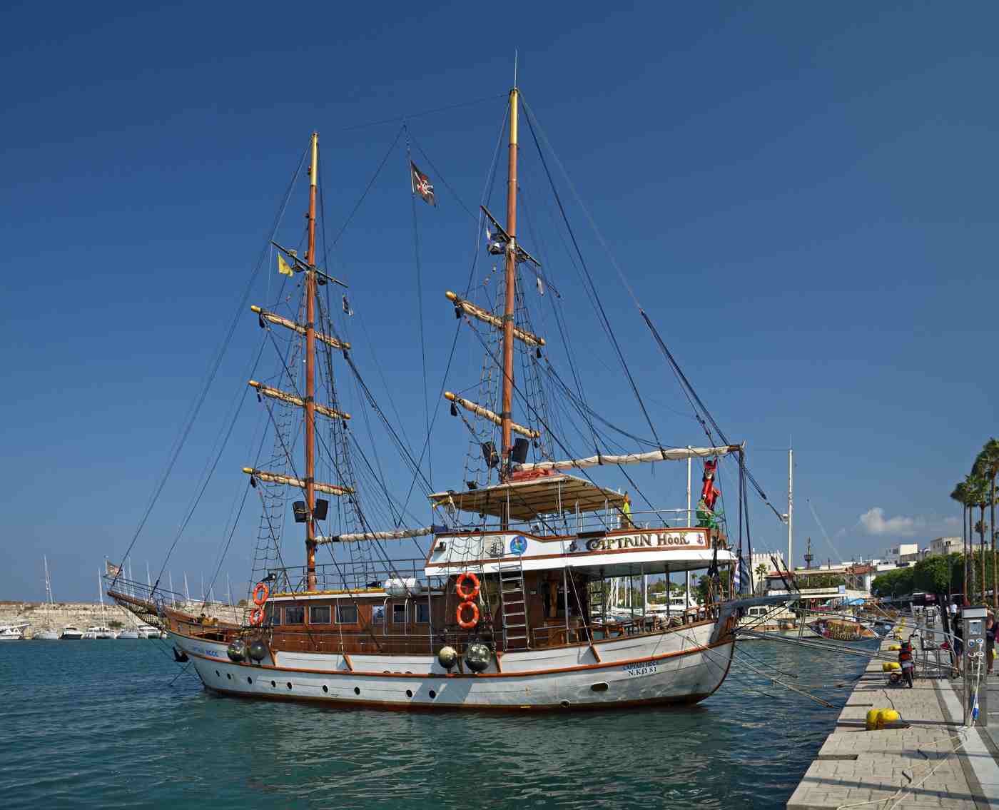 Captain Hook in the port of Kos island. Greece