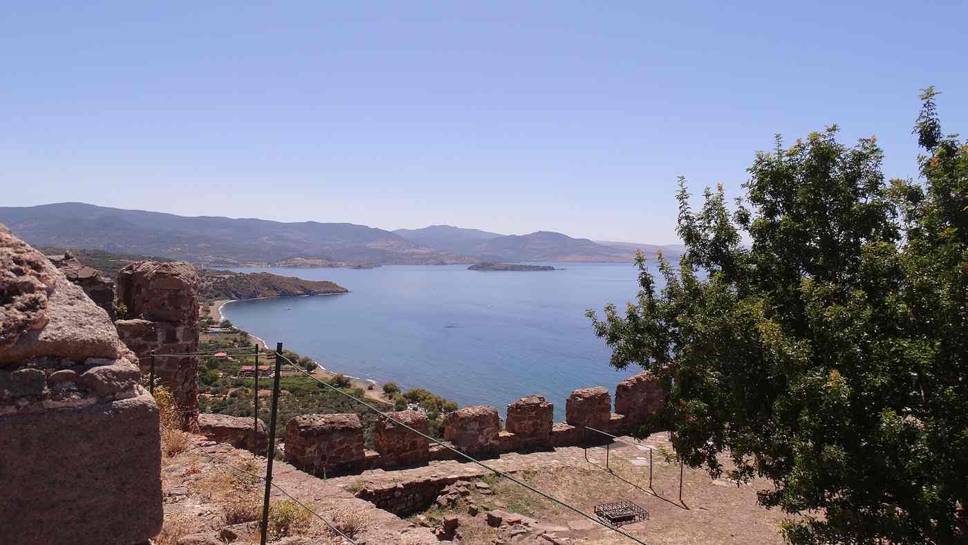 The bay and coast of Lesbos seen from the castle of Molyvos