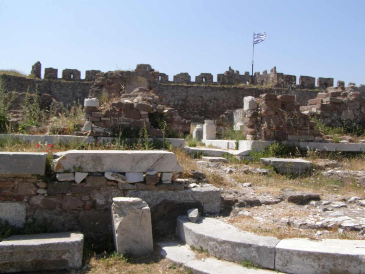 The ramparts of the great castle of Mytilene, one of the largest in the Mediterranean, on Lesbos