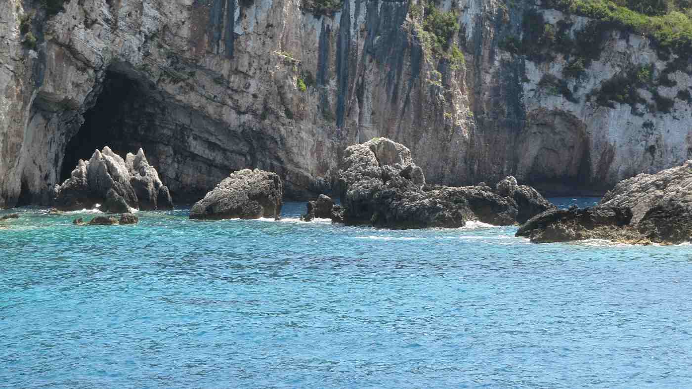 White cliffs and turquoise water on the Paxos coast