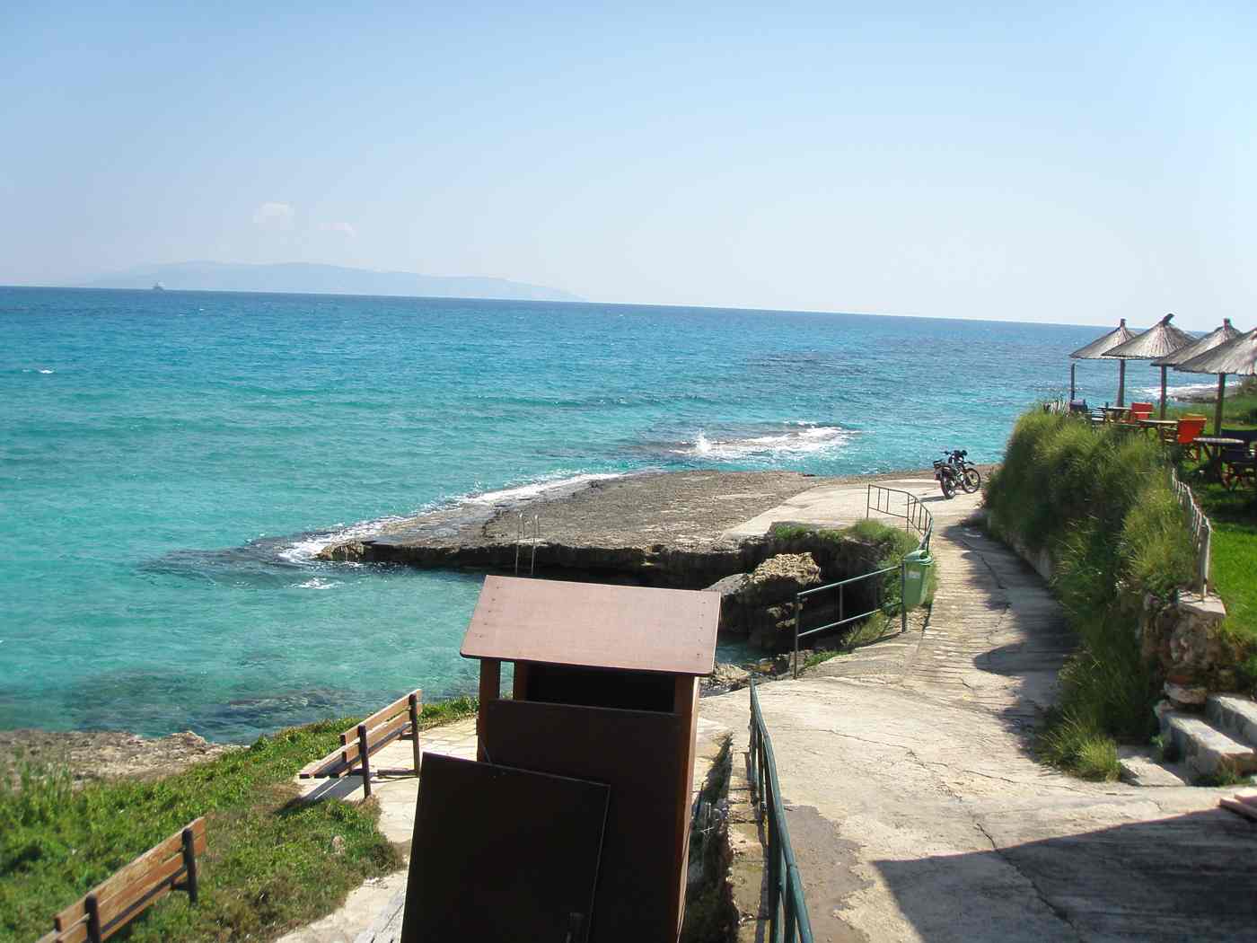 The rocky shore and clear water of Kefalonia's south coast near Trapezaki