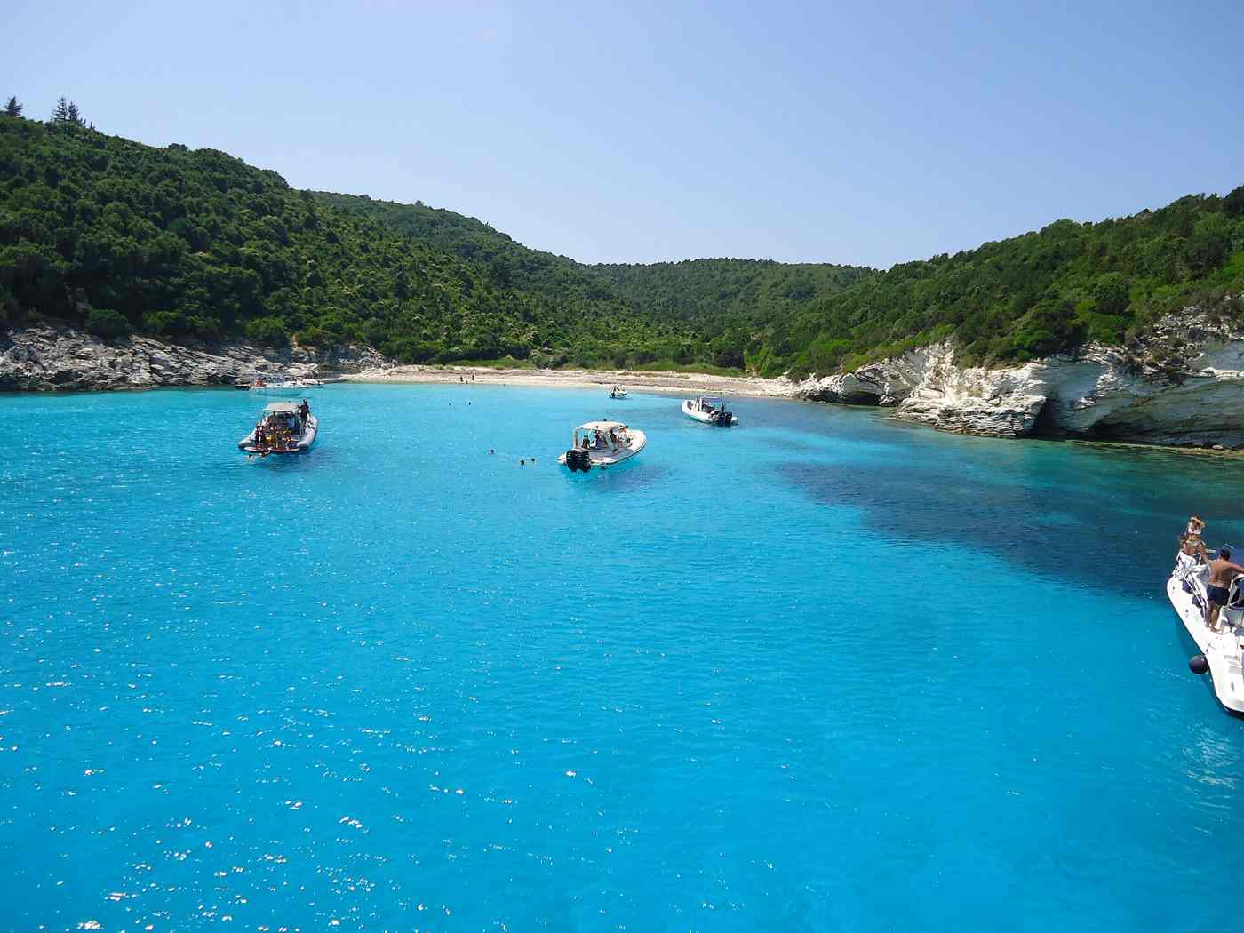 The dazzling blue-green water of Voutoumi beach on Antipaxos