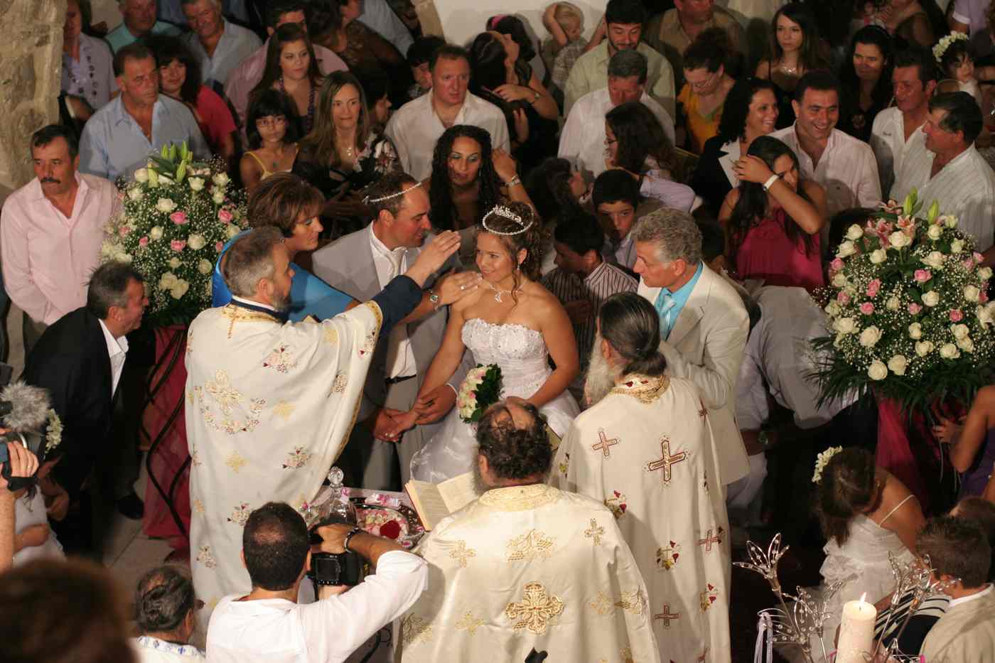 The crowning and blessing at a Greek Orthodox wedding