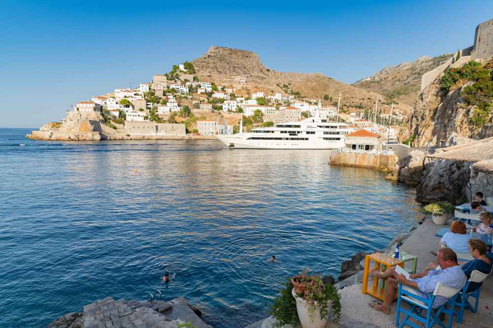 Relaxing by the harbour, part of choosing where to stay in Hydra