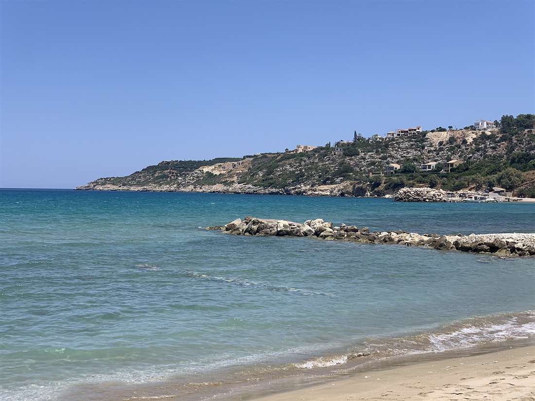 The shallow sandy beach at Almyrida on the Apokoronas coast near Chania