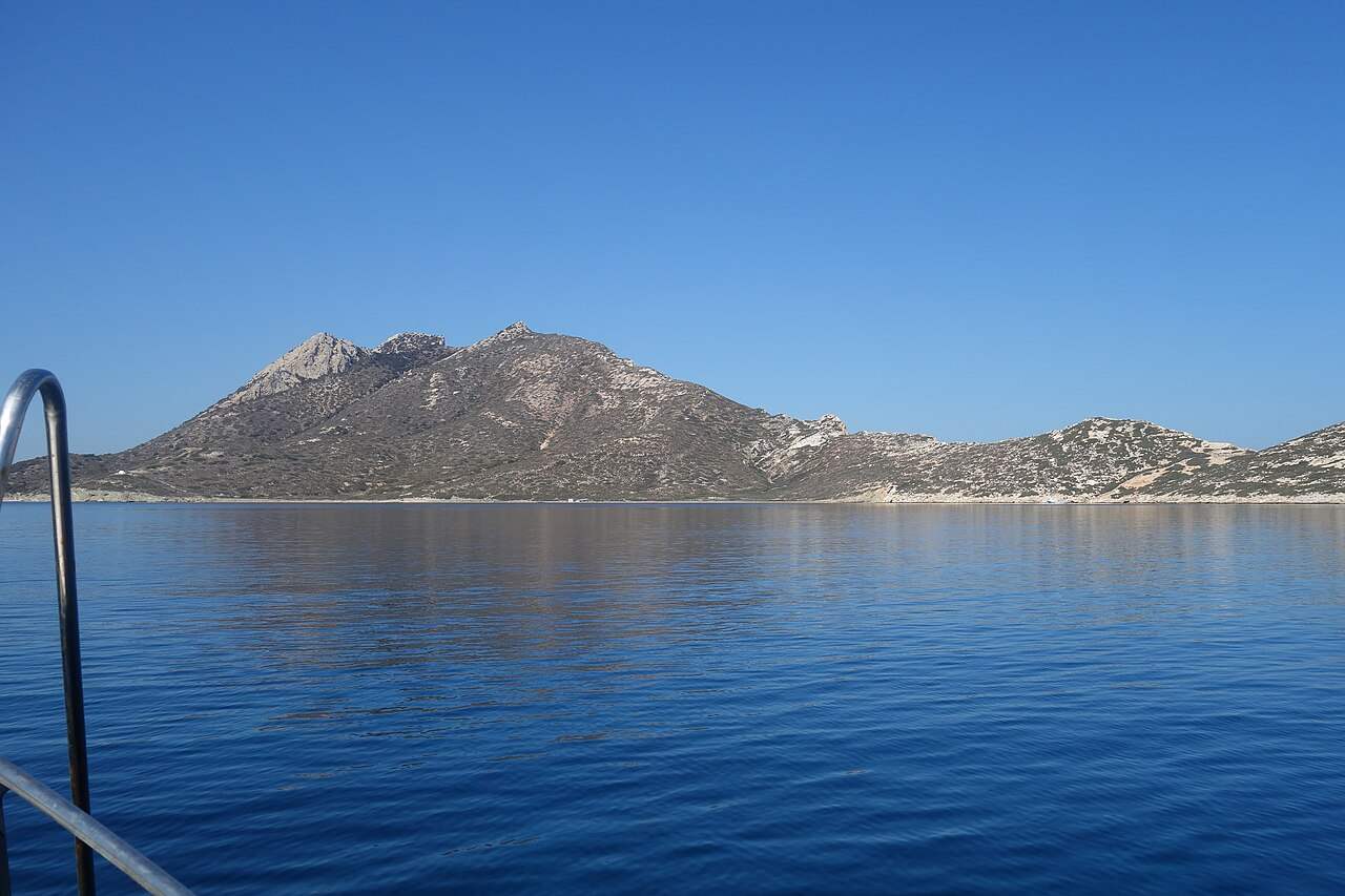 The deep blue sea off Amorgos toward the islet of Nikouria, a favourite diving area of the island