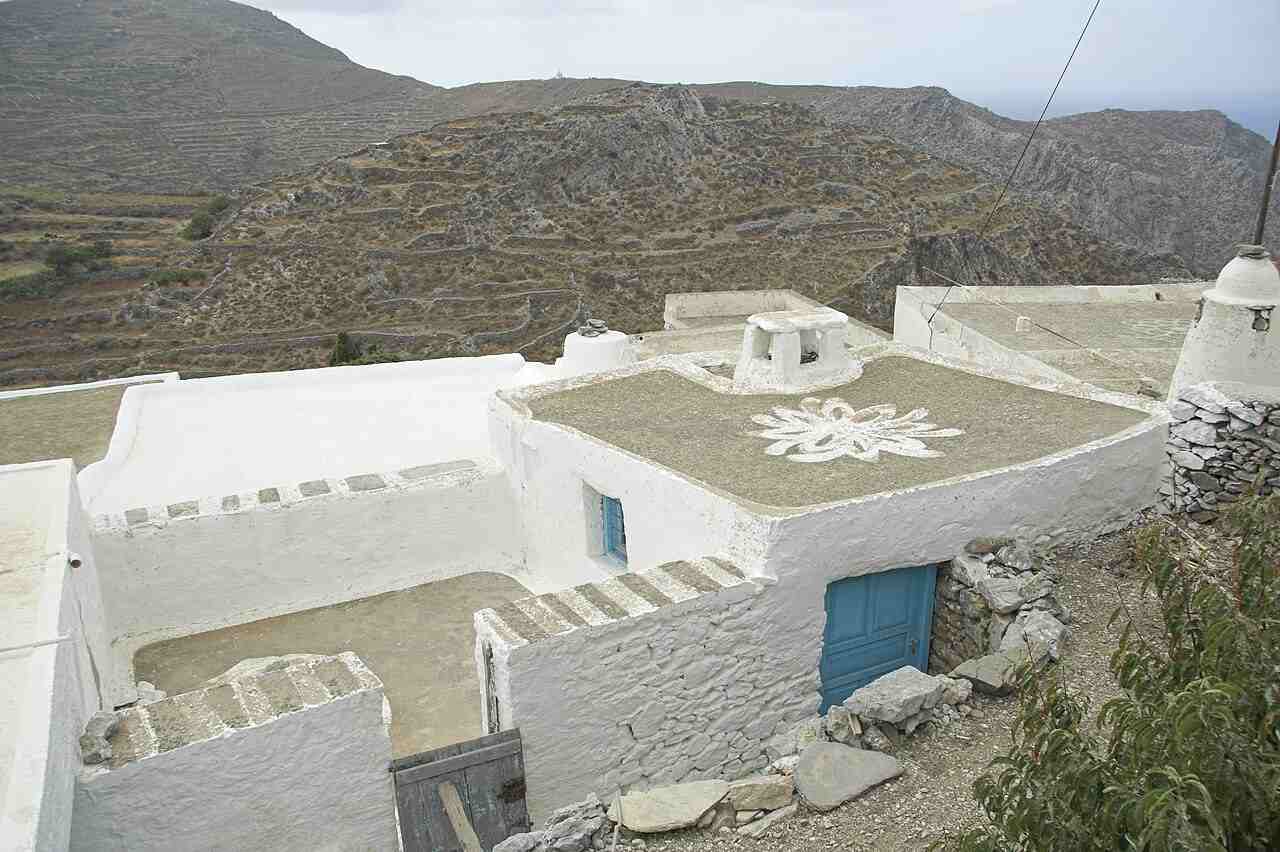The whitewashed mountain village of Tholaria on Amorgos, famous for its traditional tavernas