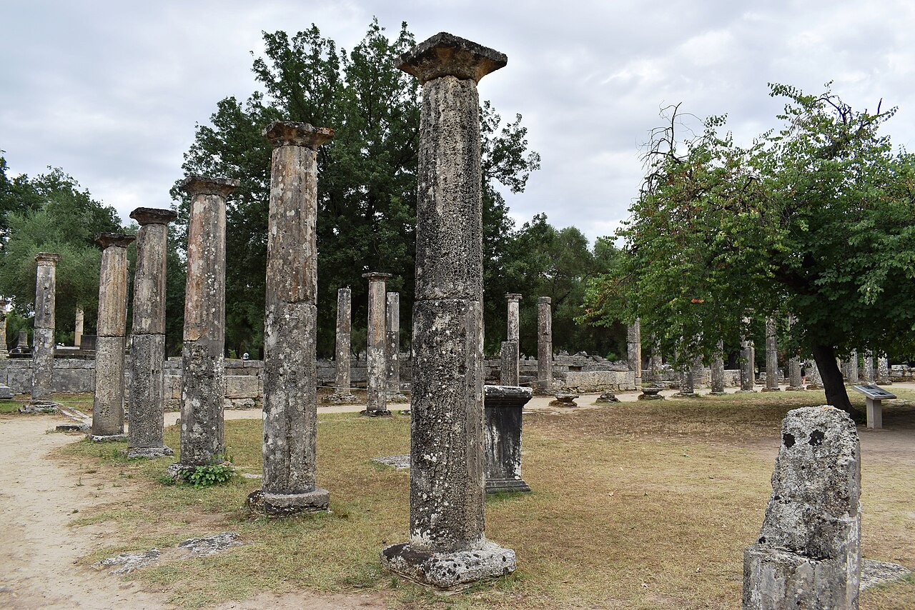 The colonnaded Palaestra at Ancient Olympia, a stop on a guided tour of the sanctuary