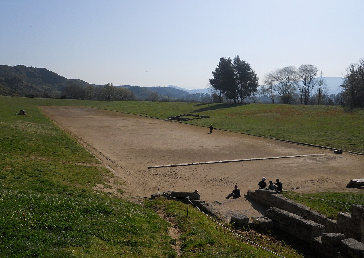 The clay running track of the Ancient Stadium of Olympia where the Olympic Games were held