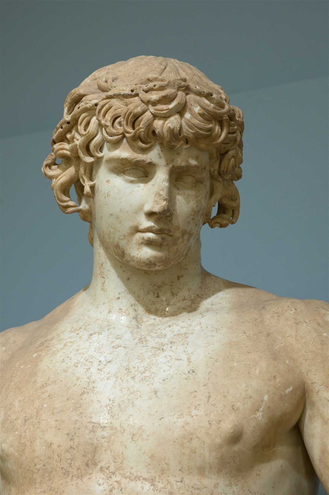 The marble statue of Antinous in the Delphi Archaeological Museum